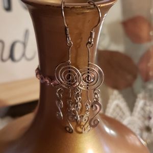 Silver Spiral Dangle Earrings